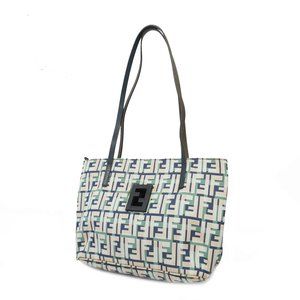 Auth Fendi Zucca Shoulder Bag Women's Nylon Shoulder Bag Green,Navy,White